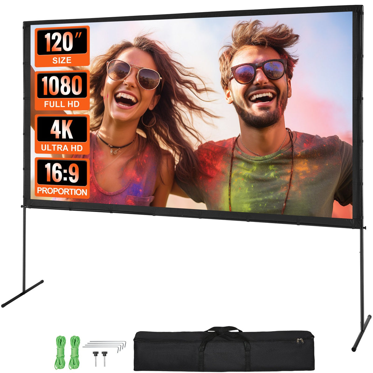 VEVOR Projector Screen with Stand & Outdoor Movie Screen 120 inch