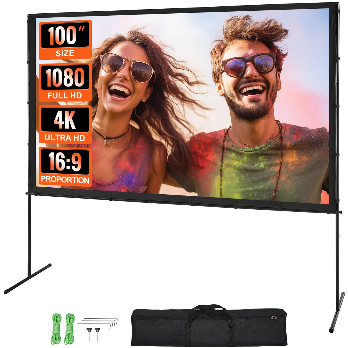 VEVOR Projector Screen with Stand & Outdoor Movie Screen 100 inch