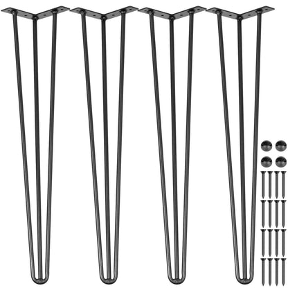 VEVOR Hairpin Table Legs, Set of 4 Carbon Steel Desk Legs wi 16 inch / Hollow Steel Tube