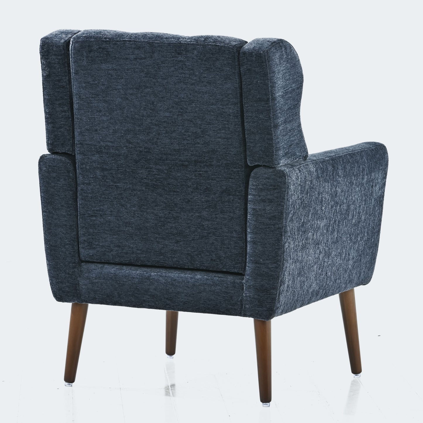 Modern Accent Chair,Chenille Arm Chairs for Living Room,Upholstered Mordern Armchair,Comfy Soft Padded Lounge Chair in Small Space, Bedroom, w/Pillow, Solid Wood Leg (Dark Blue) image 11