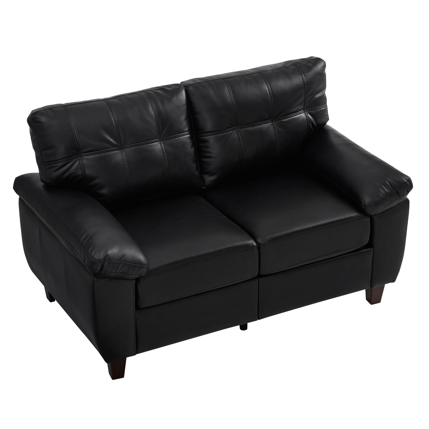 59" Loveseat Modern Design Faux Leather Couch,Living Room Sofa with Storage,Big Armrest Sofa,Upholstered Breathable PU Leather Sofa,Black image 10