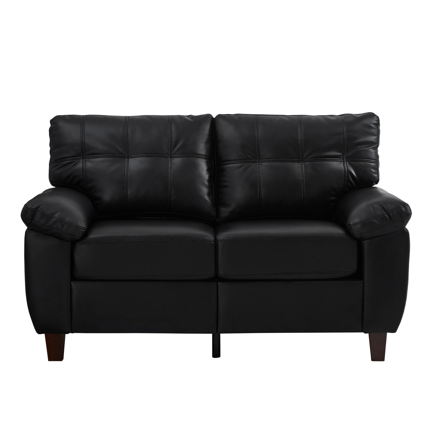 59" Loveseat Modern Design Faux Leather Couch,Living Room Sofa with Storage,Big Armrest Sofa,Upholstered Breathable PU Leather Sofa,Black image 9