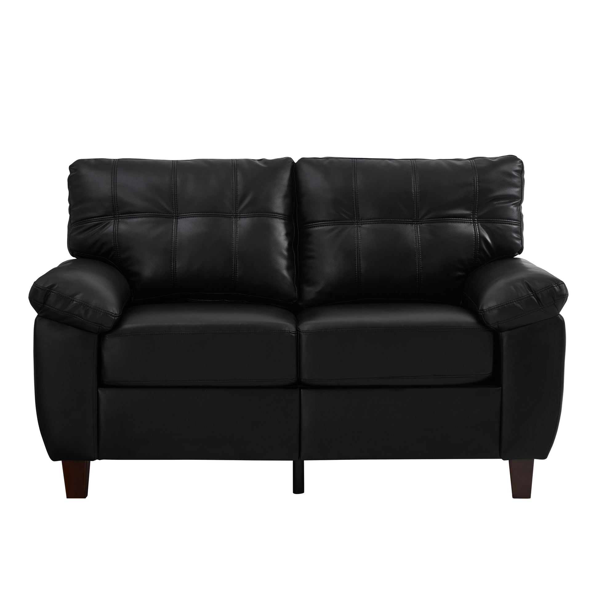 59" Loveseat Modern Design Faux Leather Couch,Living Room Sofa with Storage,Big Armrest Sofa,Upholstered Breathable PU Leather Sofa,Black image 9