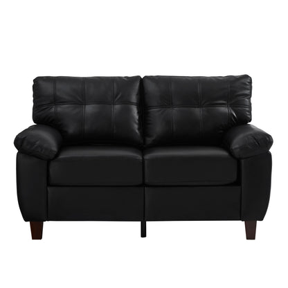 59" Loveseat Modern Design Faux Leather Couch,Living Room Sofa with Storage,Big Armrest Sofa,Upholstered Breathable PU Leather Sofa,Black image 9
