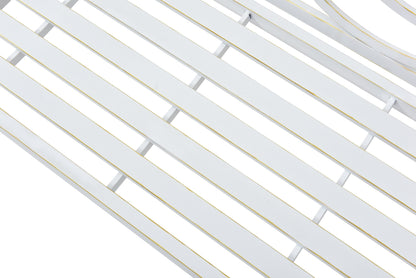 Outdoor Garden Patio Bench,Iron Metal Steel Frame Park Bench with Backrest and Armrest, Slatted Seat for Park, Yard & Porch, Balcony, Accommodates 2-3 People,White image 7