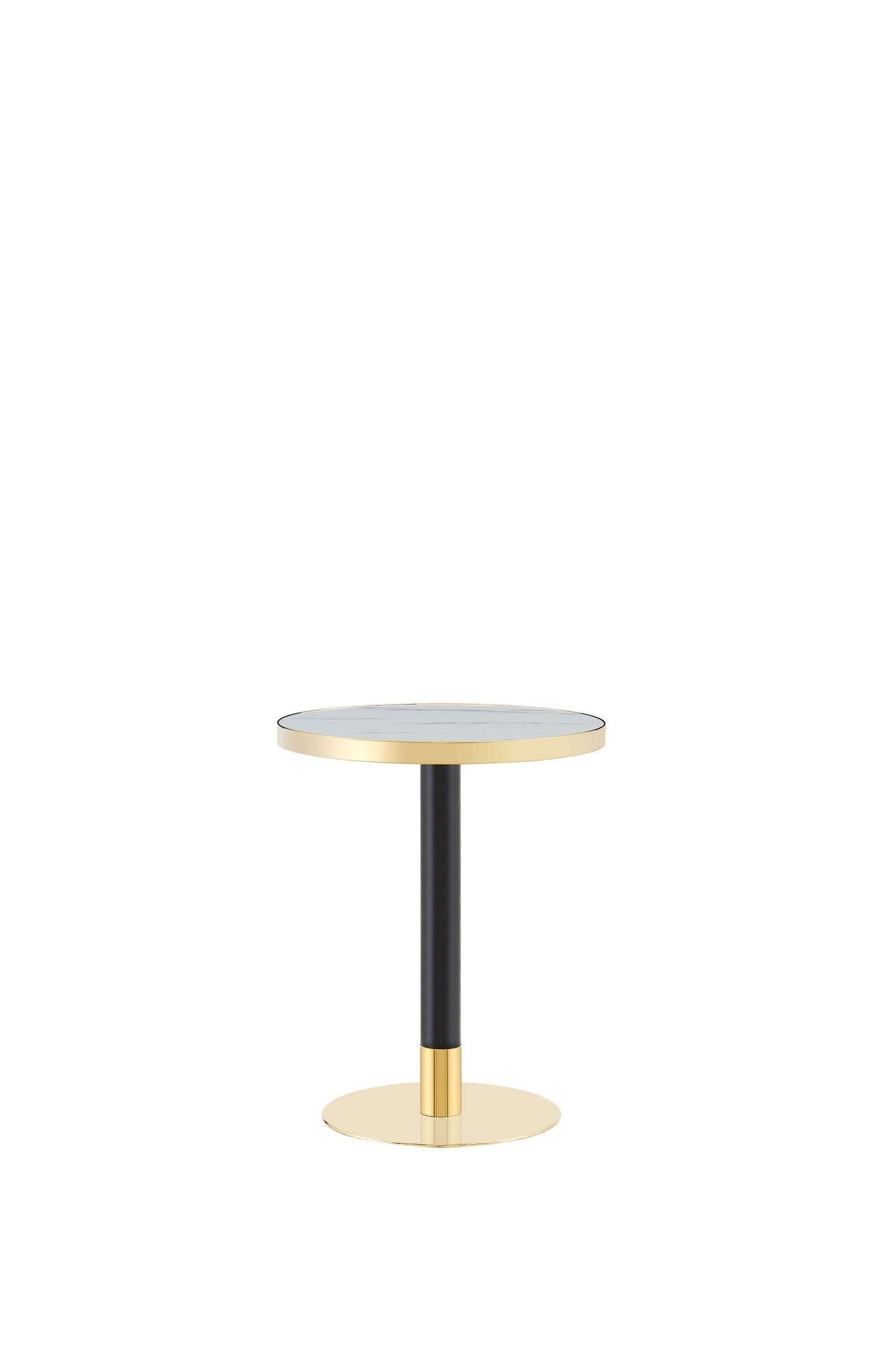 23.6" Round MDF sprayed with UV paint countertop, marble texture, stainless steel edging, metal table legs, modern light luxury edge/coffee table. image 8