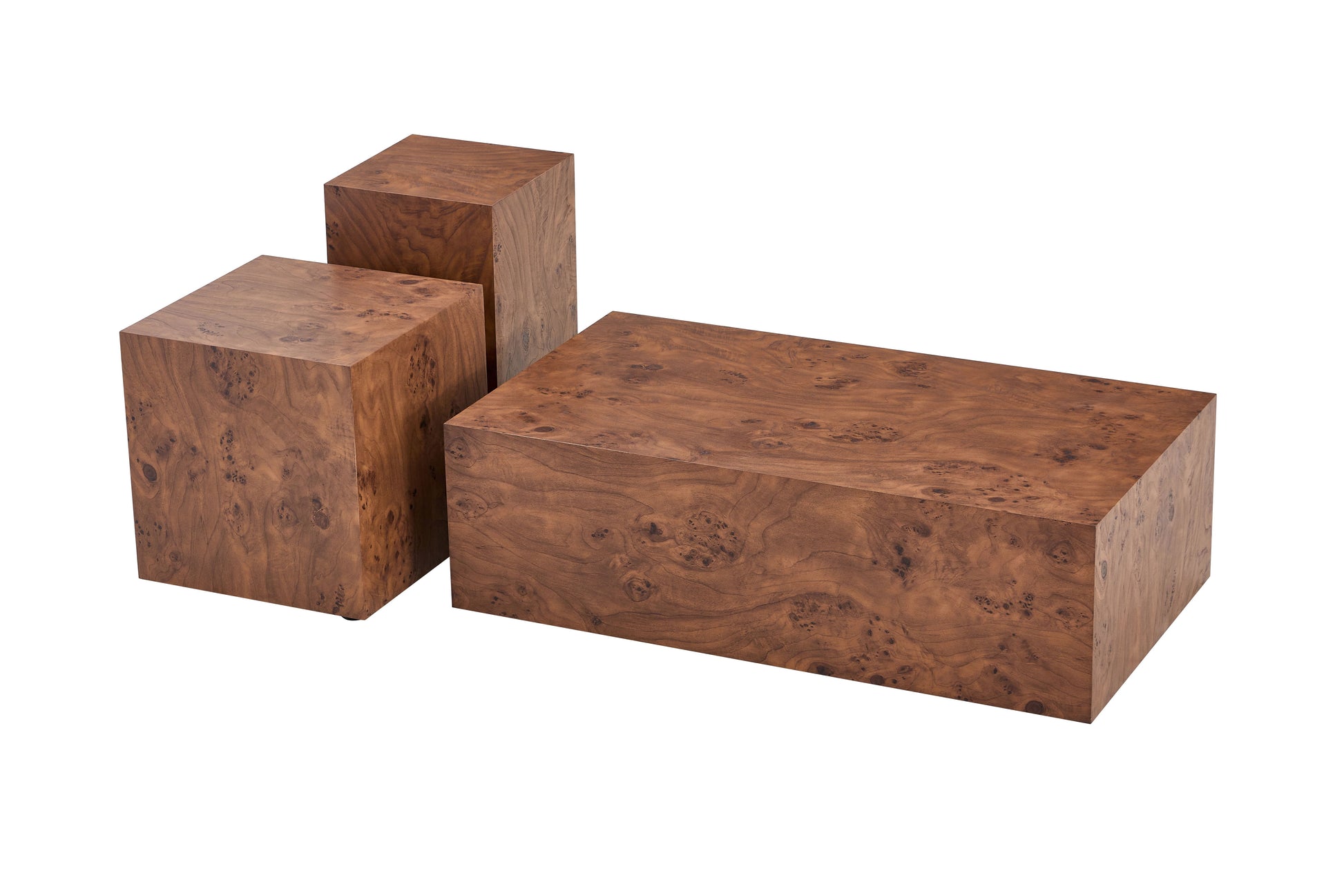 Premium Burl Walnut Veneer MDF Cube Table, Height Adjustable Multi-purpose Coffee Side End Table for Living Room, 15.7"×15.7"×15.7", No Extra Items Included image 12