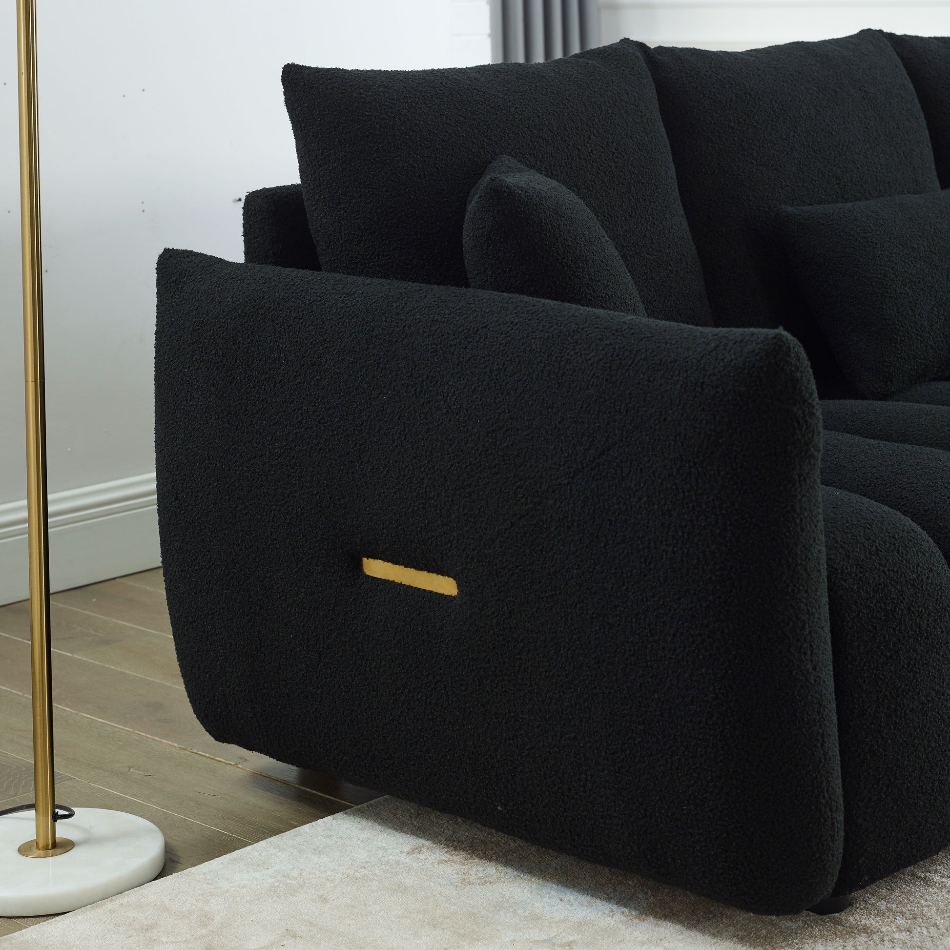 [video]MH 79.5" Premium Teddy fabric Sofa with 3 Back Pillows and 3 back Cushions Solid Wood Frame 3-Seater Sofa, Oversized Upholstered Chair for Living Room, Bedroom, Apartment and Office image 4