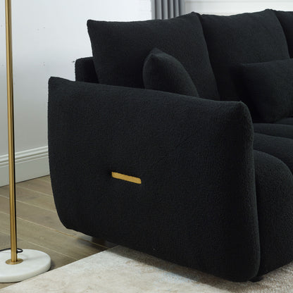 [video]MH 79.5" Premium Teddy fabric Sofa with 3 Back Pillows and 3 back Cushions Solid Wood Frame 3-Seater Sofa, Oversized Upholstered Chair for Living Room, Bedroom, Apartment and Office image 4