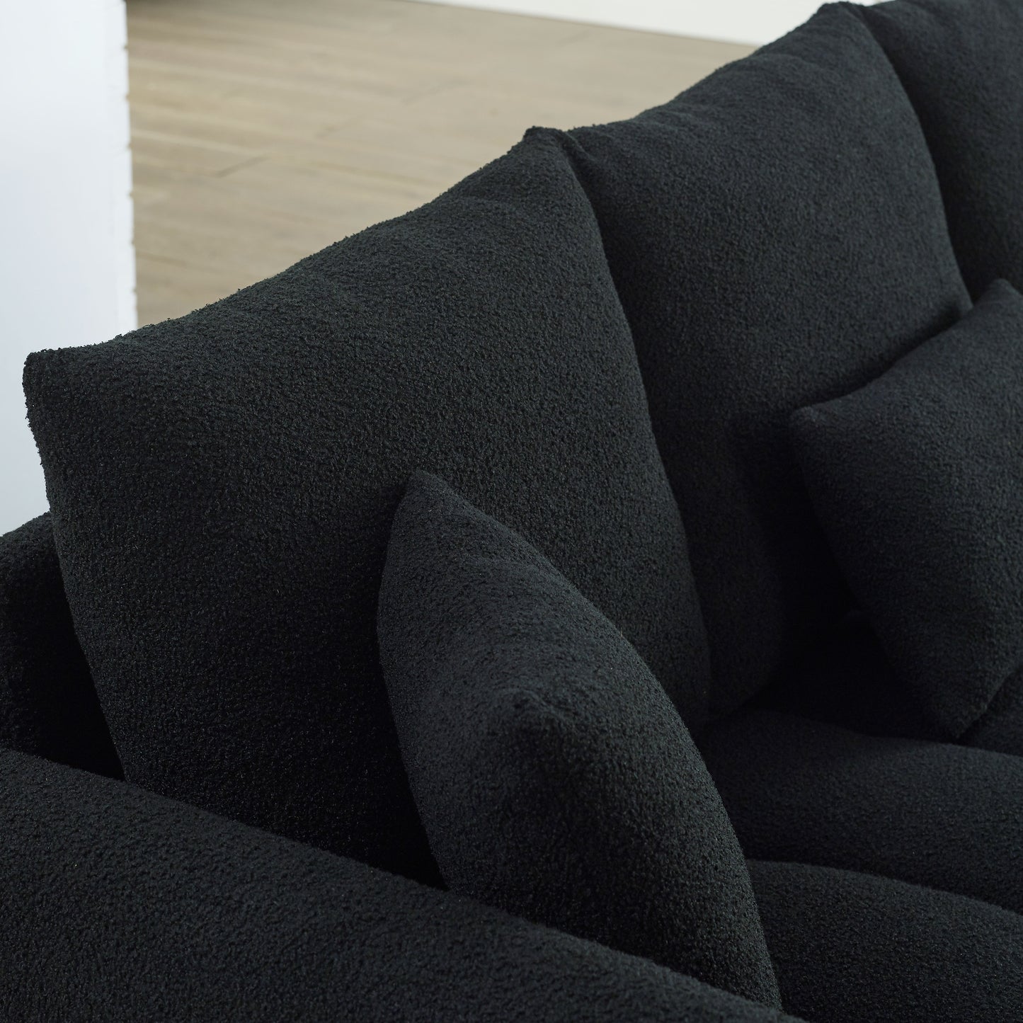 [video]MH 79.5" Premium Teddy fabric Sofa with 3 Back Pillows and 3 back Cushions Solid Wood Frame 3-Seater Sofa, Oversized Upholstered Chair for Living Room, Bedroom, Apartment and Office image 6