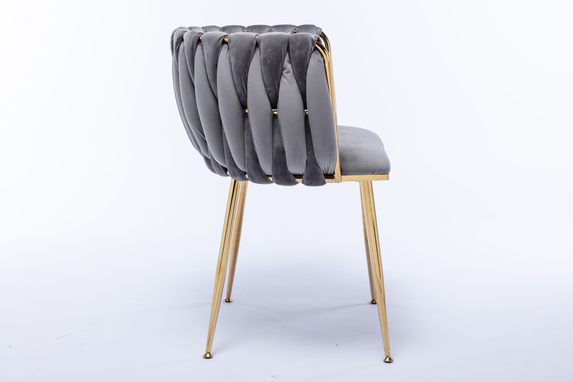 Modern Design Golden Metal Frame Velvet Fabric Dining Chair with Golden Legs,Set of 2,WH-9038G-GREY image 10