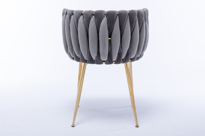 Modern Design Golden Metal Frame Velvet Fabric Dining Chair with Golden Legs,Set of 2,WH-9038G-GREY image 11