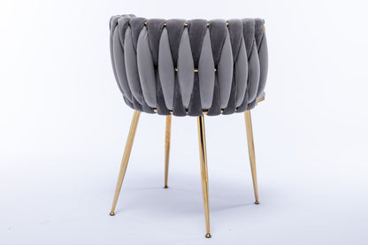 Modern Design Golden Metal Frame Velvet Fabric Dining Chair with Golden Legs,Set of 2,WH-9038G-GREY image 12