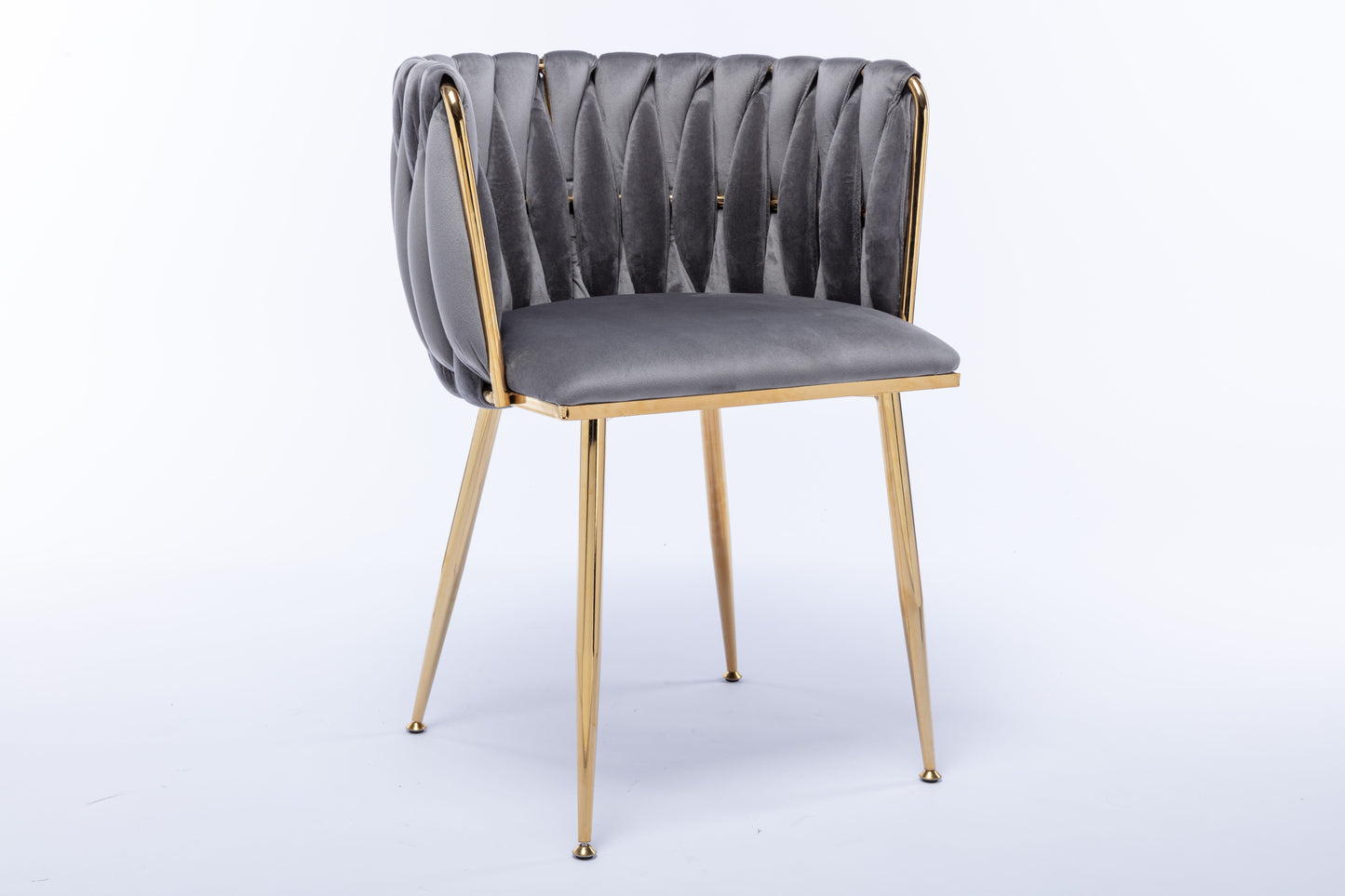 Modern Design Golden Metal Frame Velvet Fabric Dining Chair with Golden Legs,Set of 2,WH-9038G-GREY image 8