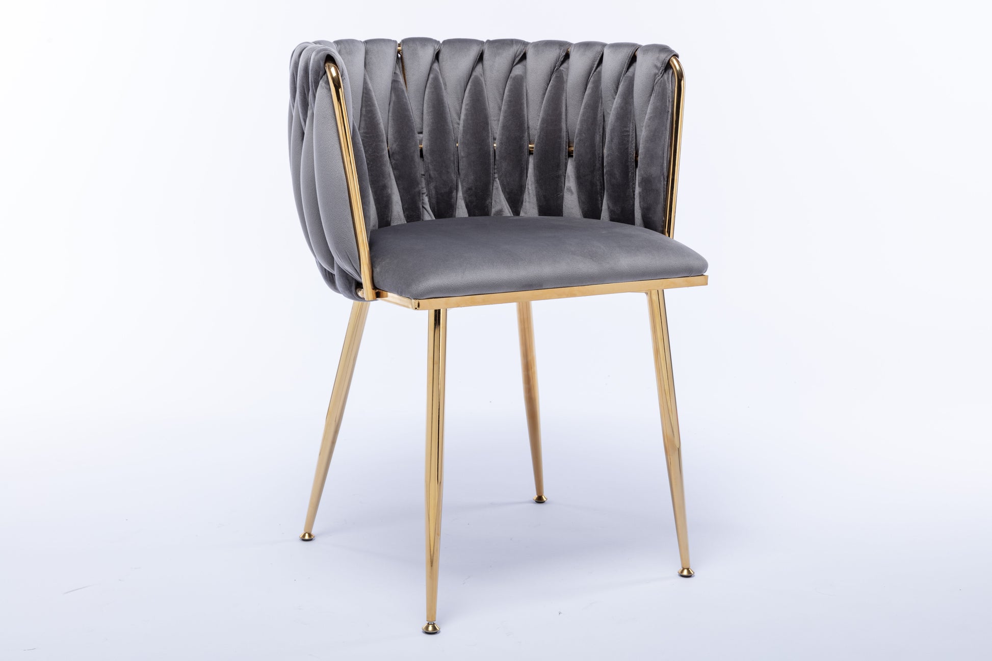 Modern Design Golden Metal Frame Velvet Fabric Dining Chair with Golden Legs,Set of 2,WH-9038G-GREY image 8