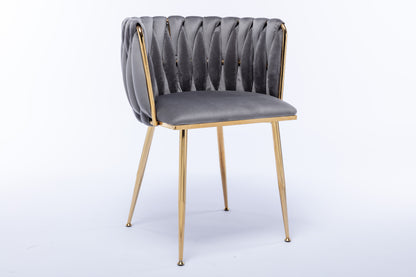 Modern Design Golden Metal Frame Velvet Fabric Dining Chair with Golden Legs,Set of 2,WH-9038G-GREY image 8