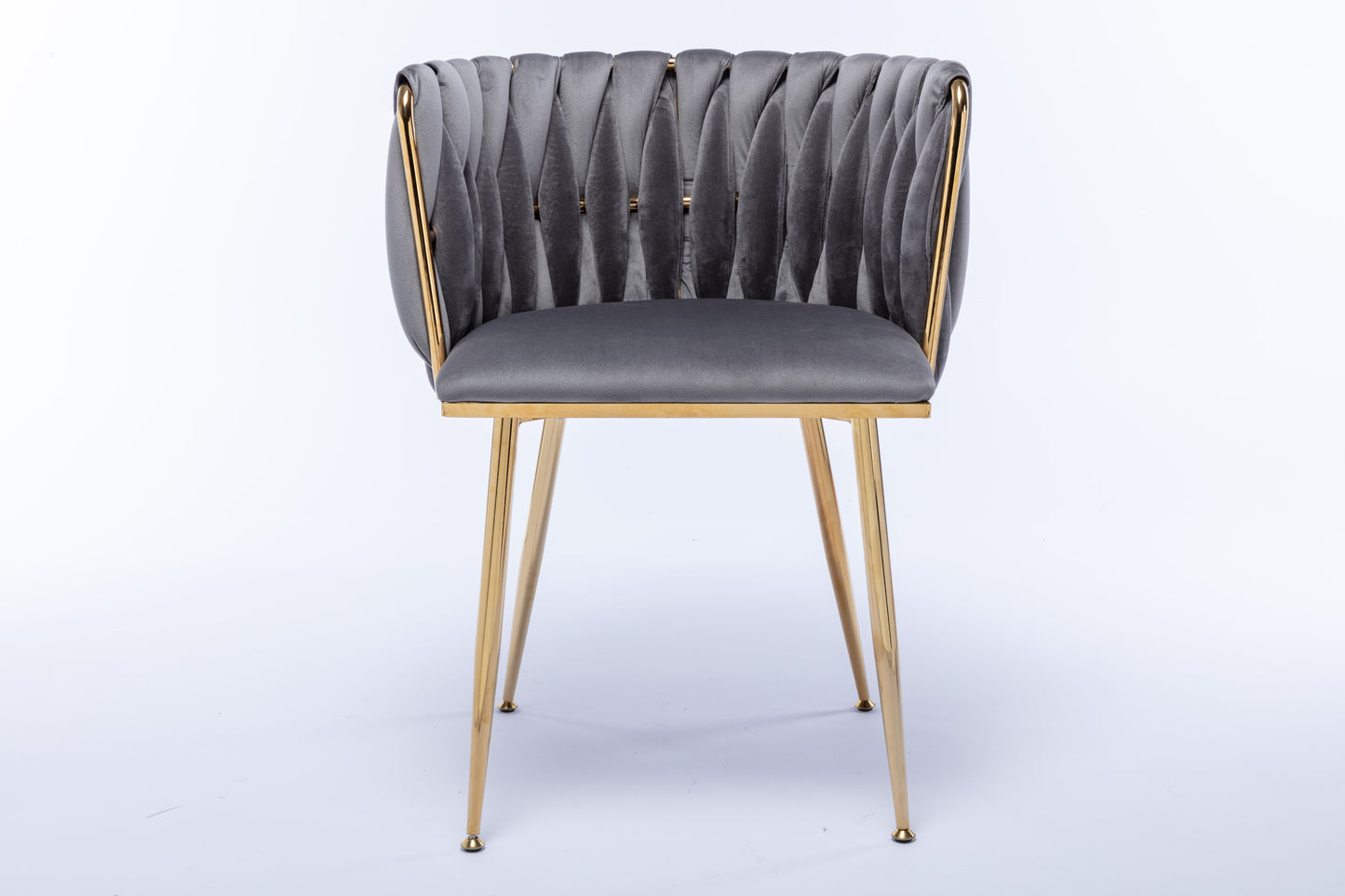 Modern Design Golden Metal Frame Velvet Fabric Dining Chair with Golden Legs,Set of 2,WH-9038G-GREY image 9