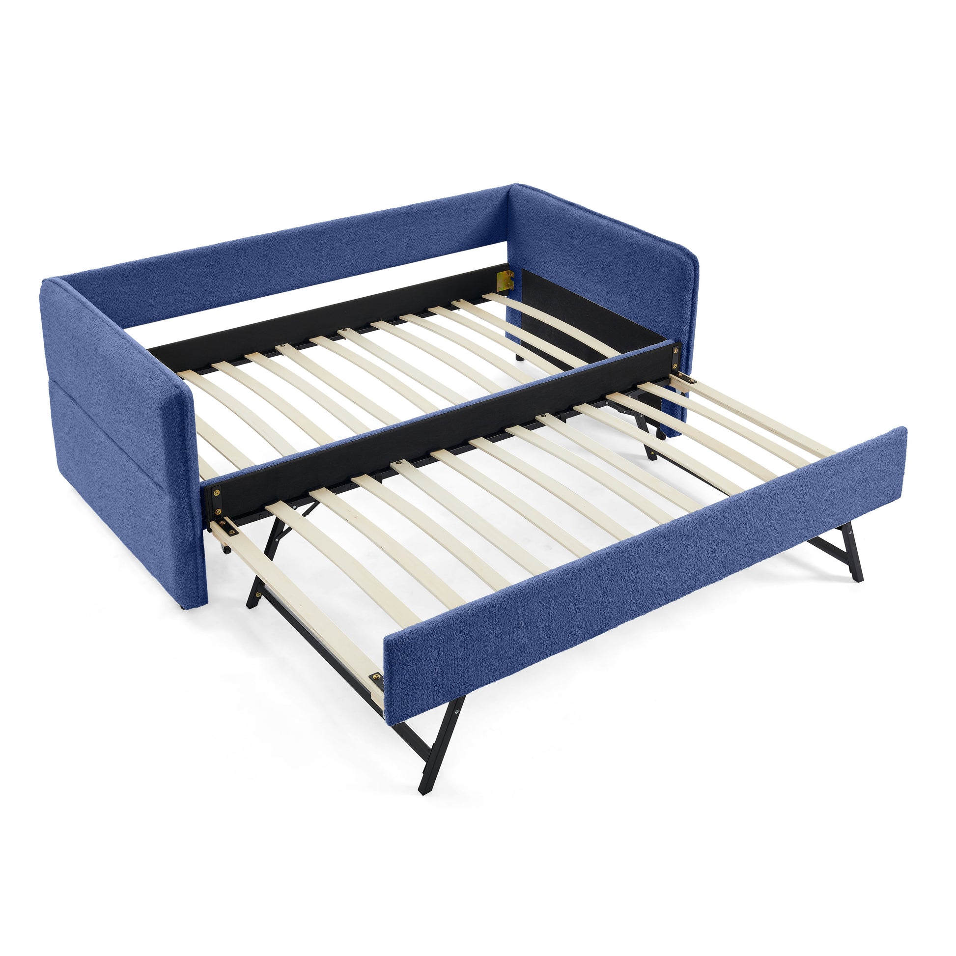 Daybed with Twin Size Pop-up Trundle Upholstered Tufted Sofa Bed, Twin Size, Boucle Fabric (83"x43"x29.5") image 3