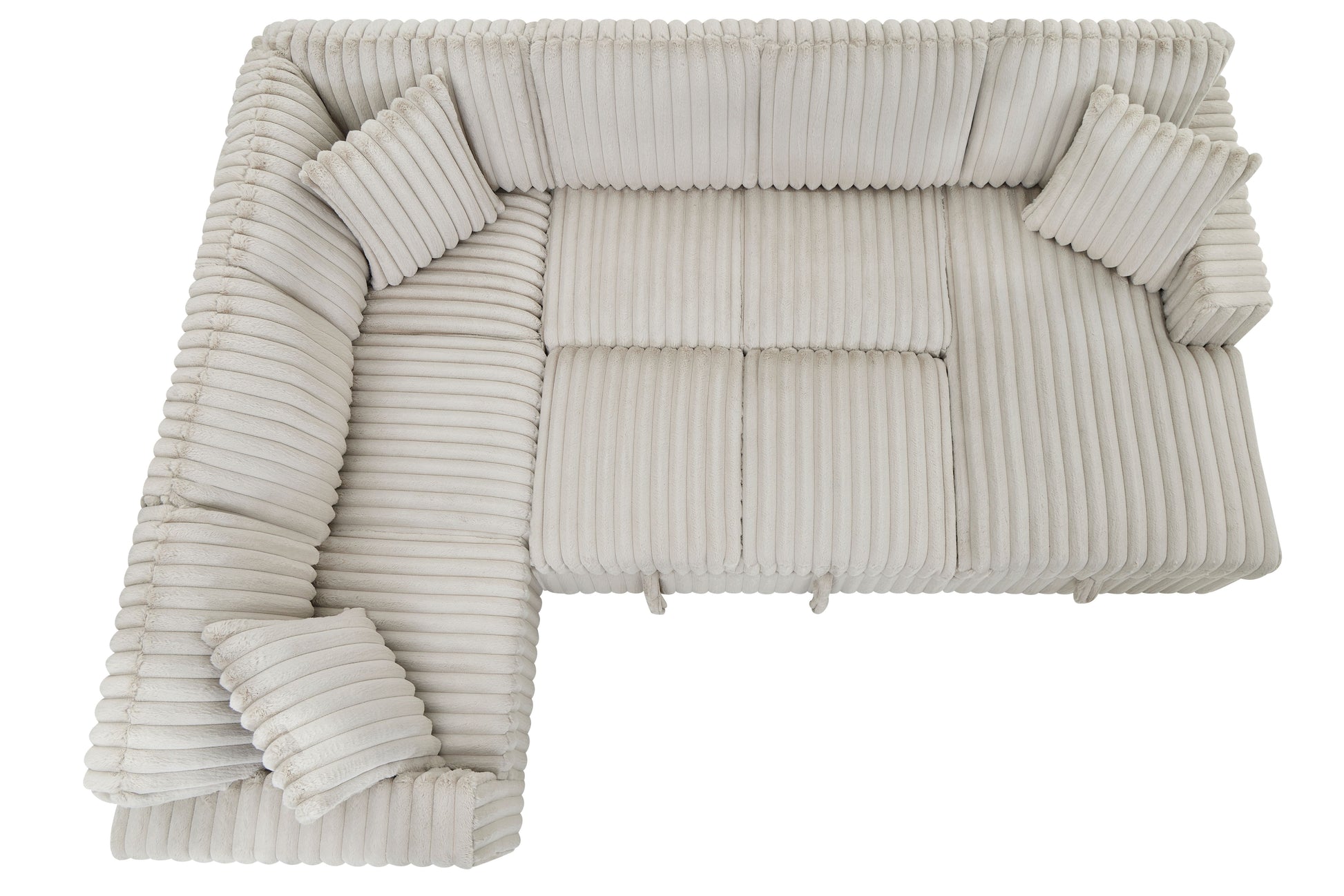 122 Inch Pull Out Couch, Rabbit plush Fabric Sofa Bed with USB Ports & Comfy Upholstered, Oversized U Shape Sectional Sleeper Sofa Bed with Storage Chaise, Khaki image 9