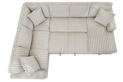 122 Inch Pull Out Couch, Rabbit plush Fabric Sofa Bed with USB Ports & Comfy Upholstered, Oversized U Shape Sectional Sleeper Sofa Bed with Storage Chaise, Khaki image 9