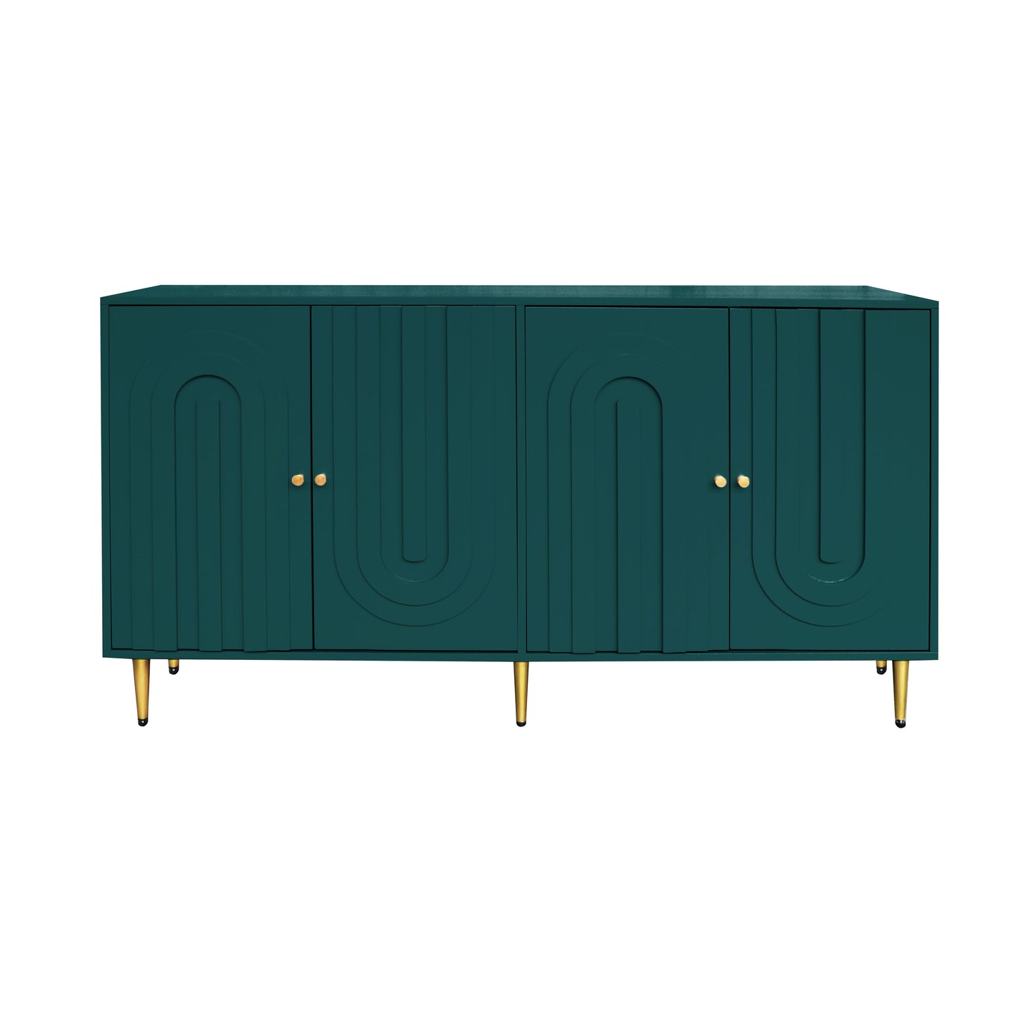 Modern Green Lacquered 4 Door Wooden Cabinet Sideboard Buffet Server Cabinet Storage Cabinet, for Living Room, Entryway, Hallway, Office, Kitchen and Dining Room image 6