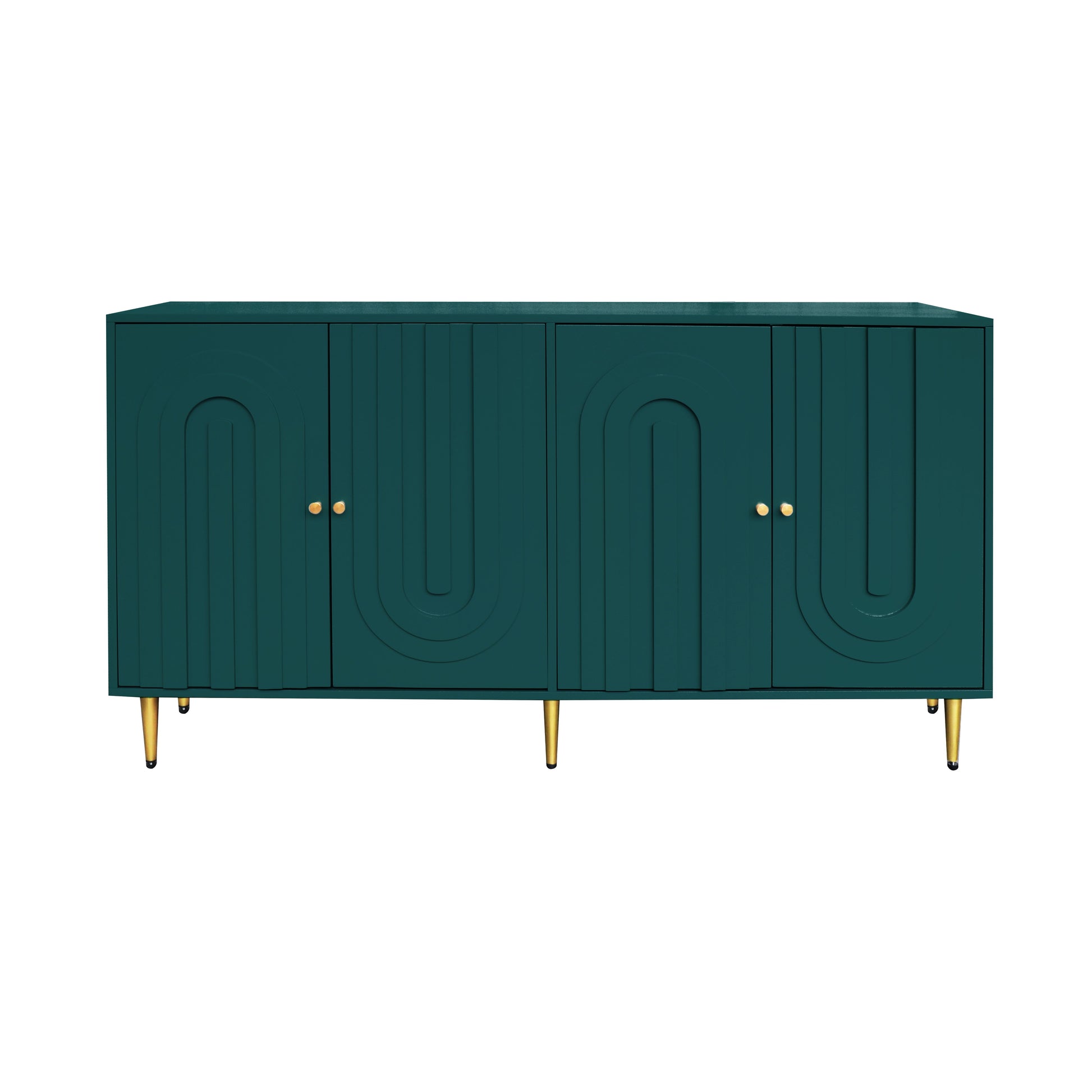 Modern Green Lacquered 4 Door Wooden Cabinet Sideboard Buffet Server Cabinet Storage Cabinet, for Living Room, Entryway, Hallway, Office, Kitchen and Dining Room image 6