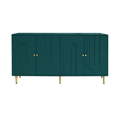Modern Green Lacquered 4 Door Wooden Cabinet Sideboard Buffet Server Cabinet Storage Cabinet, for Living Room, Entryway, Hallway, Office, Kitchen and Dining Room image 6