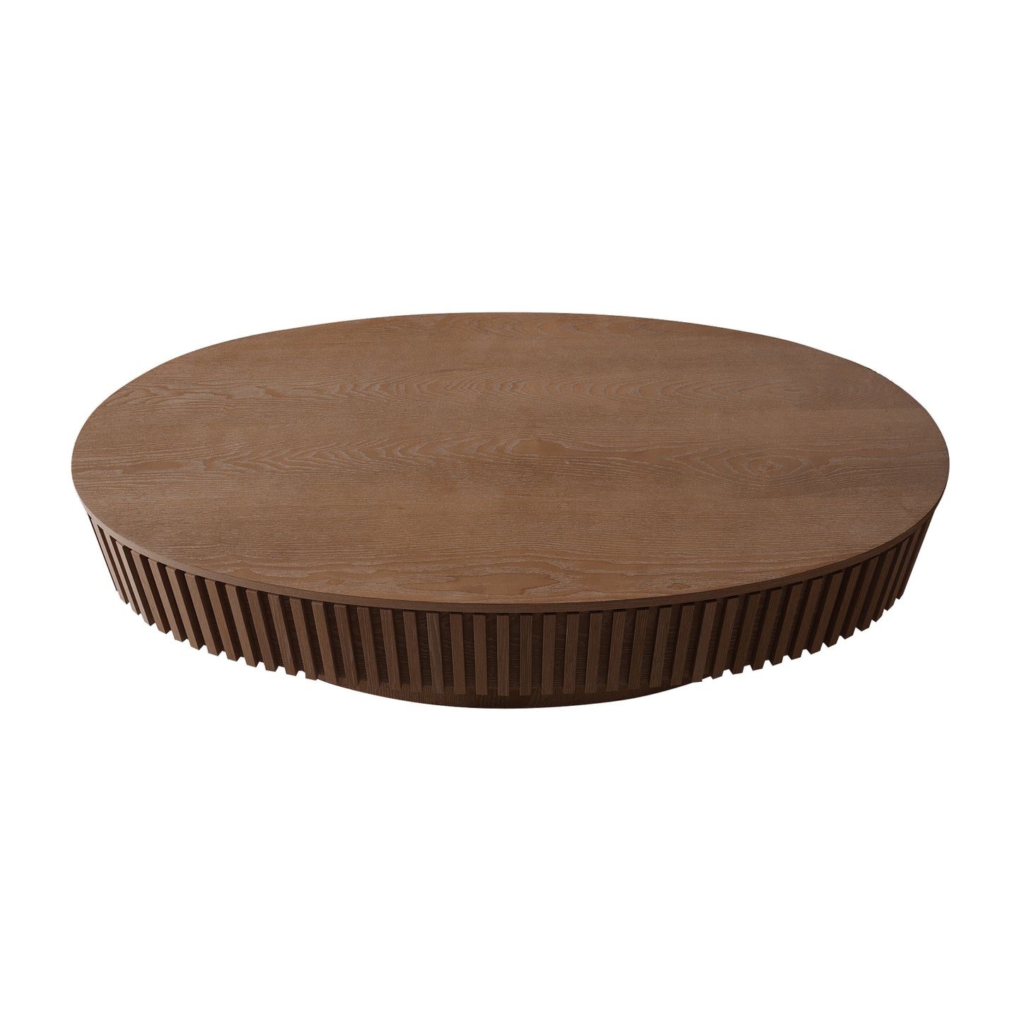 47'' Oval Coffee Table with Storage Solid Wood Veneered Modern Coffee Table Accent Tea Table for Living Room, Bedroom, Apartment or Office, Walnut image 12