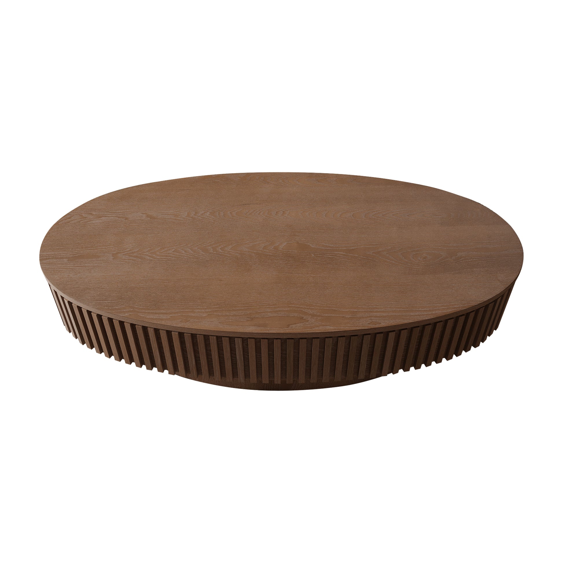 47'' Oval Coffee Table with Storage Solid Wood Veneered Modern Coffee Table Accent Tea Table for Living Room, Bedroom, Apartment or Office, Walnut image 12
