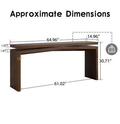 65-Inch Solid Wood Veneer Console Table, Long Farmhouse Entryway Sofa Table for Living Room, Hallway, Behind Couch, Apartment, Antique Rustic Brown image 7