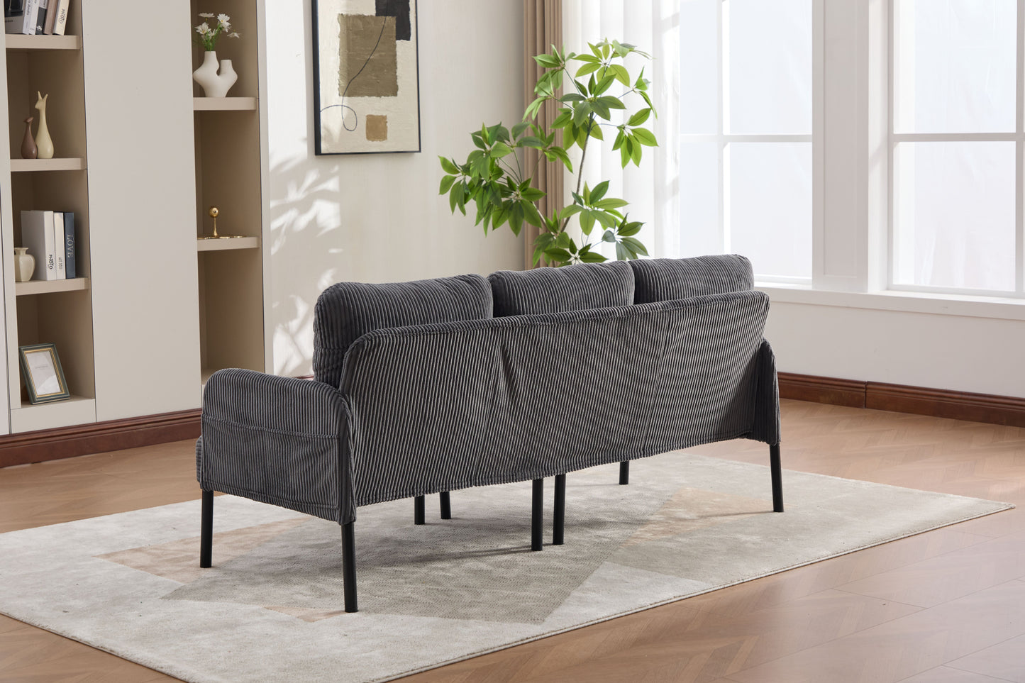 UNITED WE WIN Oversized Loveseat, Modern & Plush Double-seater Sofa, Corduroy Upholstered Couch, Cozy Bedroom Sofa with Metal Legs & Side Pockets, Ideal for Living Room, Bedroom, Dorm, Apartment image 10