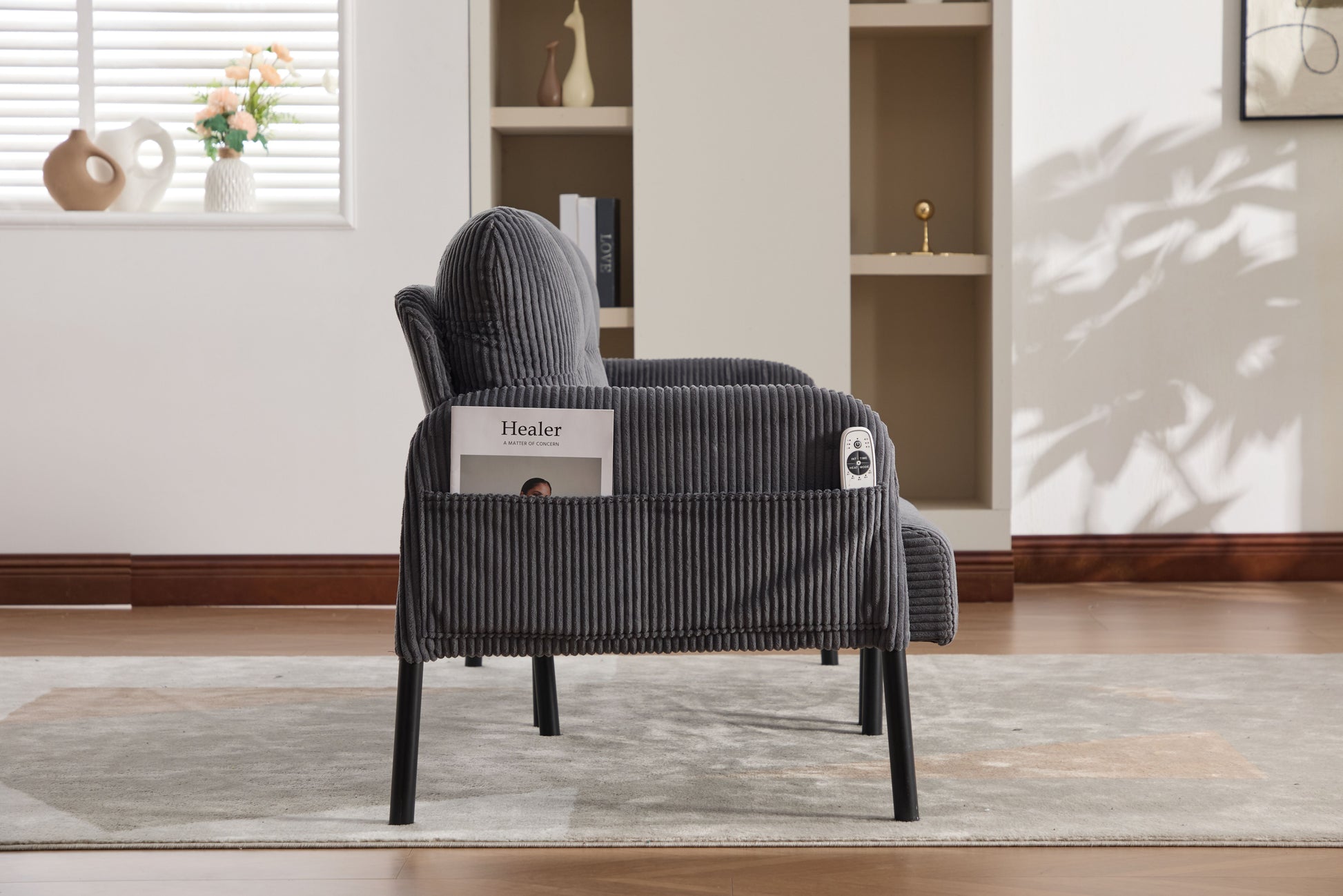 UNITED WE WIN Oversized Loveseat, Modern & Plush Double-seater Sofa, Corduroy Upholstered Couch, Cozy Bedroom Sofa with Metal Legs & Side Pockets, Ideal for Living Room, Bedroom, Dorm, Apartment image 11