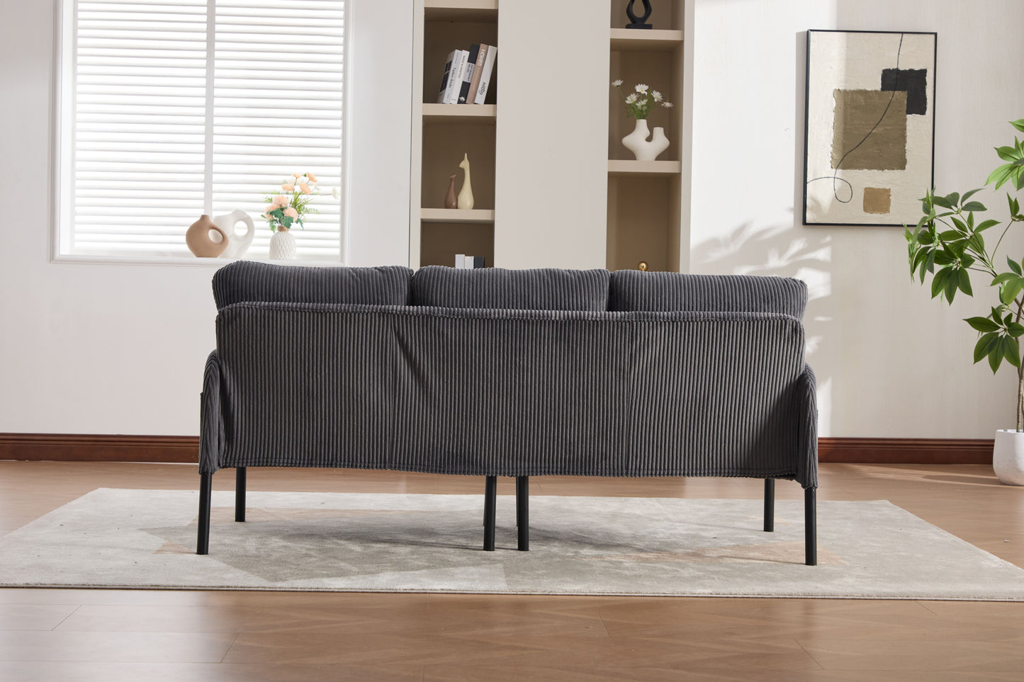 UNITED WE WIN Oversized Loveseat, Modern & Plush Double-seater Sofa, Corduroy Upholstered Couch, Cozy Bedroom Sofa with Metal Legs & Side Pockets, Ideal for Living Room, Bedroom, Dorm, Apartment image 12