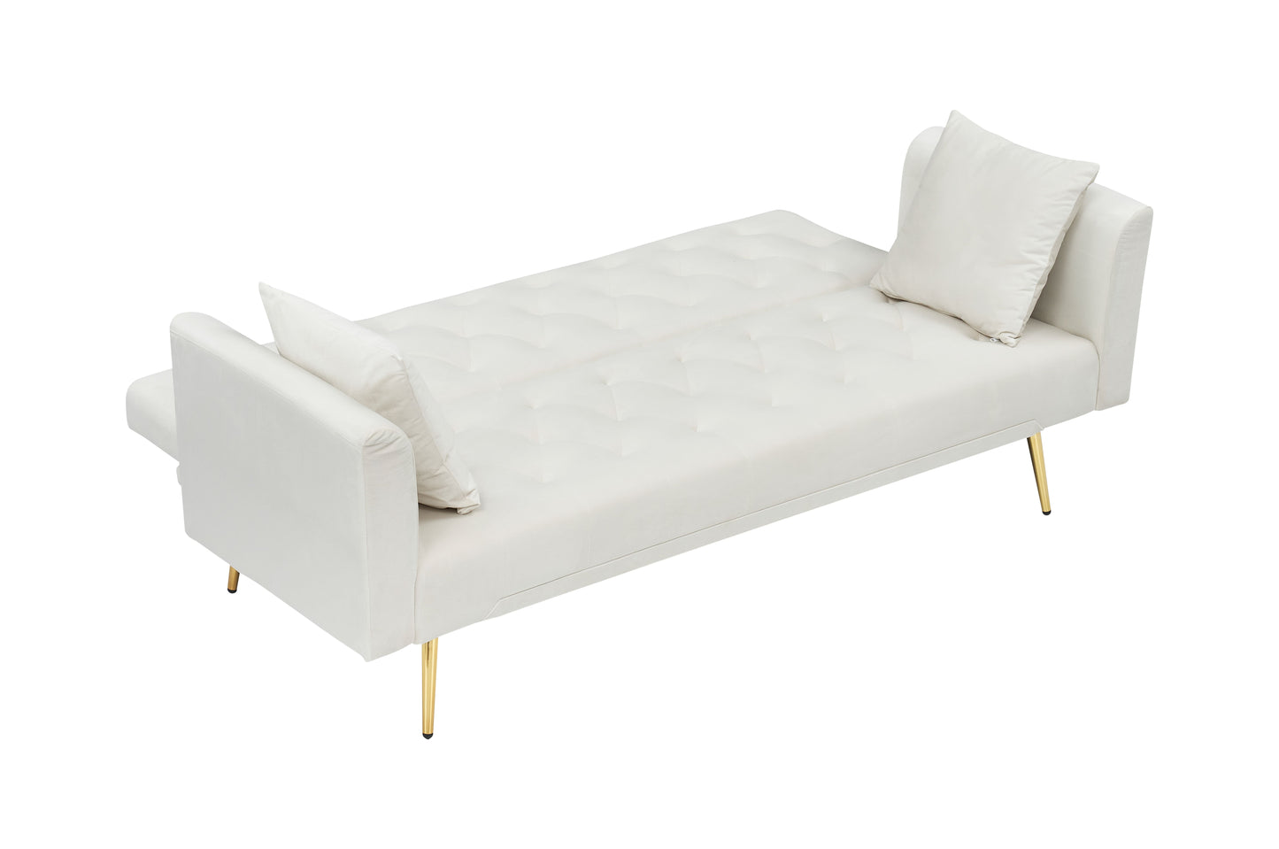 71 inch convertible love seat sofa, American retro beige velvet, suitable for small living room, bedroom, office image 11