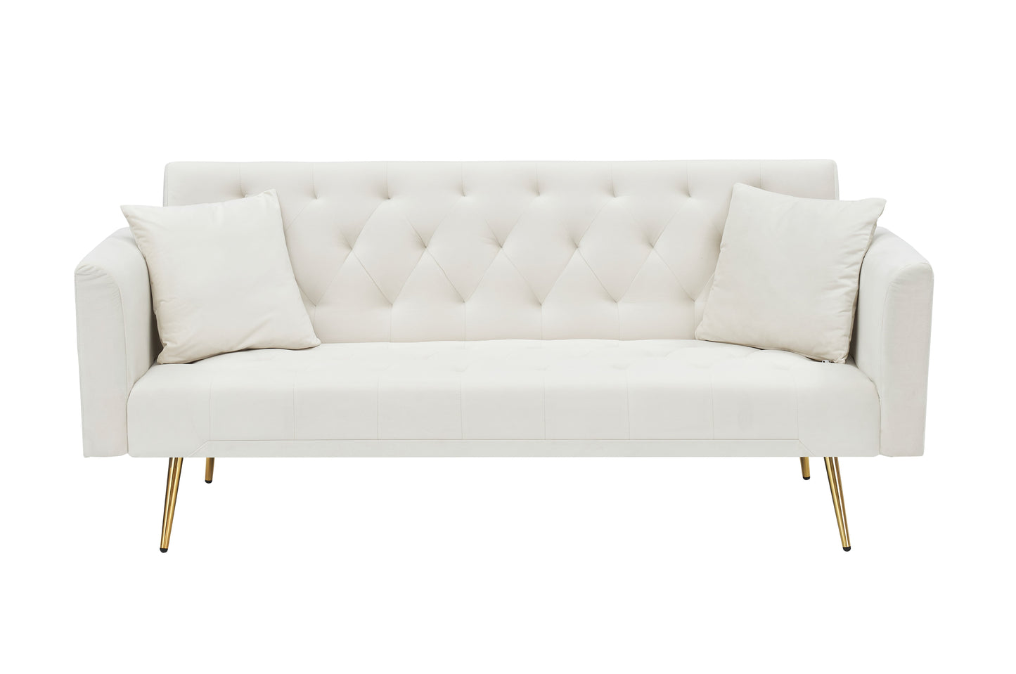 71 inch convertible love seat sofa, American retro beige velvet, suitable for small living room, bedroom, office image 9
