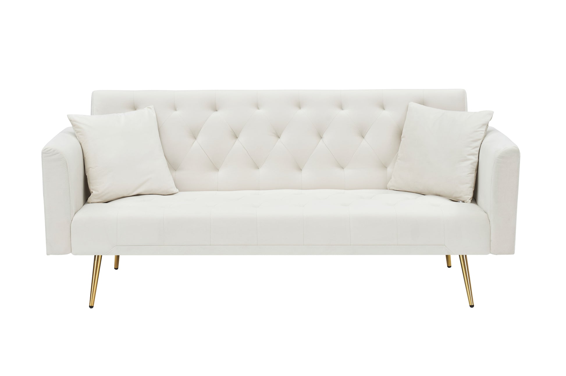 71 inch convertible love seat sofa, American retro beige velvet, suitable for small living room, bedroom, office image 9