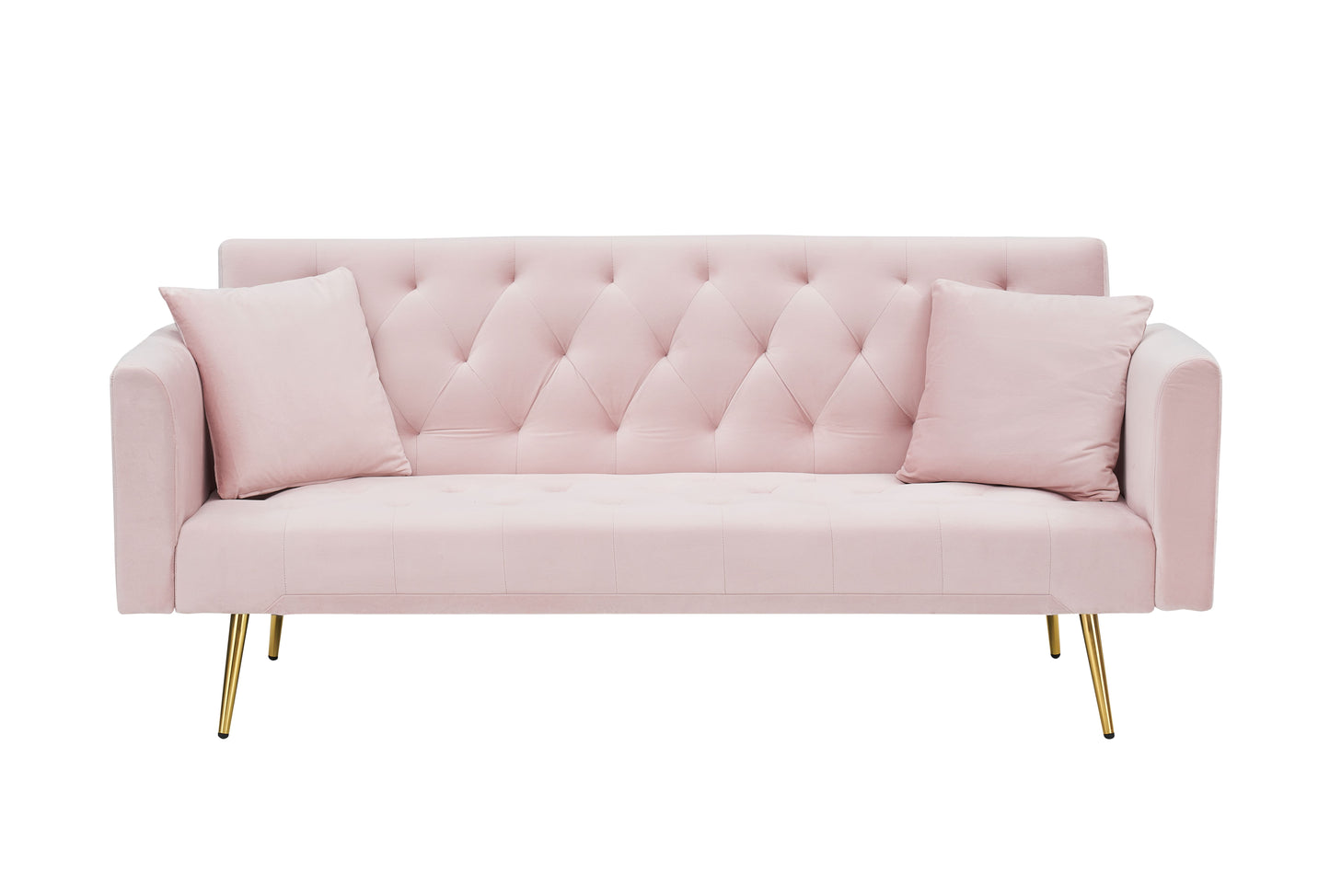 71 inch convertible love seat sofa, American retro pink velvet, suitable for small living room, bedroom, office image 10