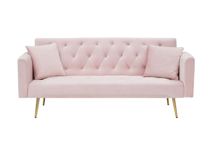 71 inch convertible love seat sofa, American retro pink velvet, suitable for small living room, bedroom, office image 10