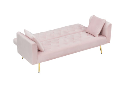 71 inch convertible love seat sofa, American retro pink velvet, suitable for small living room, bedroom, office image 7