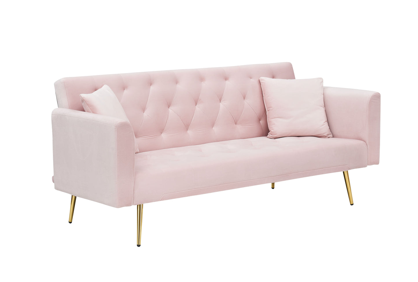 71 inch convertible love seat sofa, American retro pink velvet, suitable for small living room, bedroom, office image 8