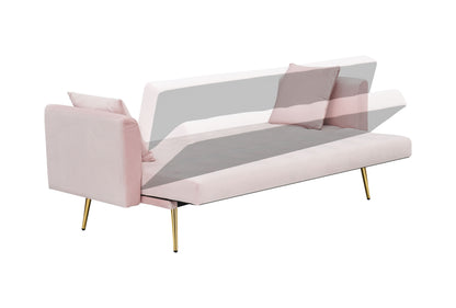 71 inch convertible love seat sofa, American retro pink velvet, suitable for small living room, bedroom, office image 9