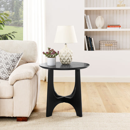 25" Round End Table, Wooden Side Table,Night Stand for Living Room,Reception Room image 1
