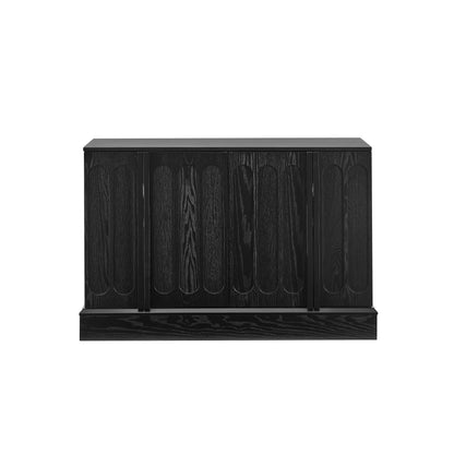 Mid Century Modern Fluted Sideboard Cabinet with Adjustable Shelves & Sturdy Base, Buffet Cabinet with Storage, Storage Cabinet for Living Room Entryway Hallway Dining Room Kitchen, Black image 11