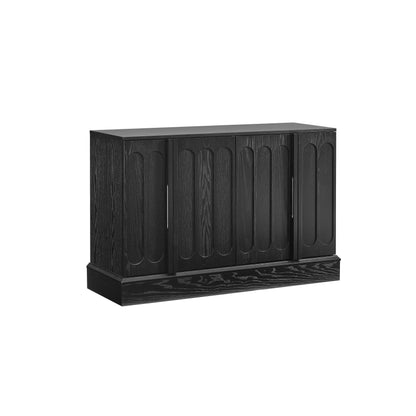 Mid Century Modern Fluted Sideboard Cabinet with Adjustable Shelves & Sturdy Base, Buffet Cabinet with Storage, Storage Cabinet for Living Room Entryway Hallway Dining Room Kitchen, Black image 12