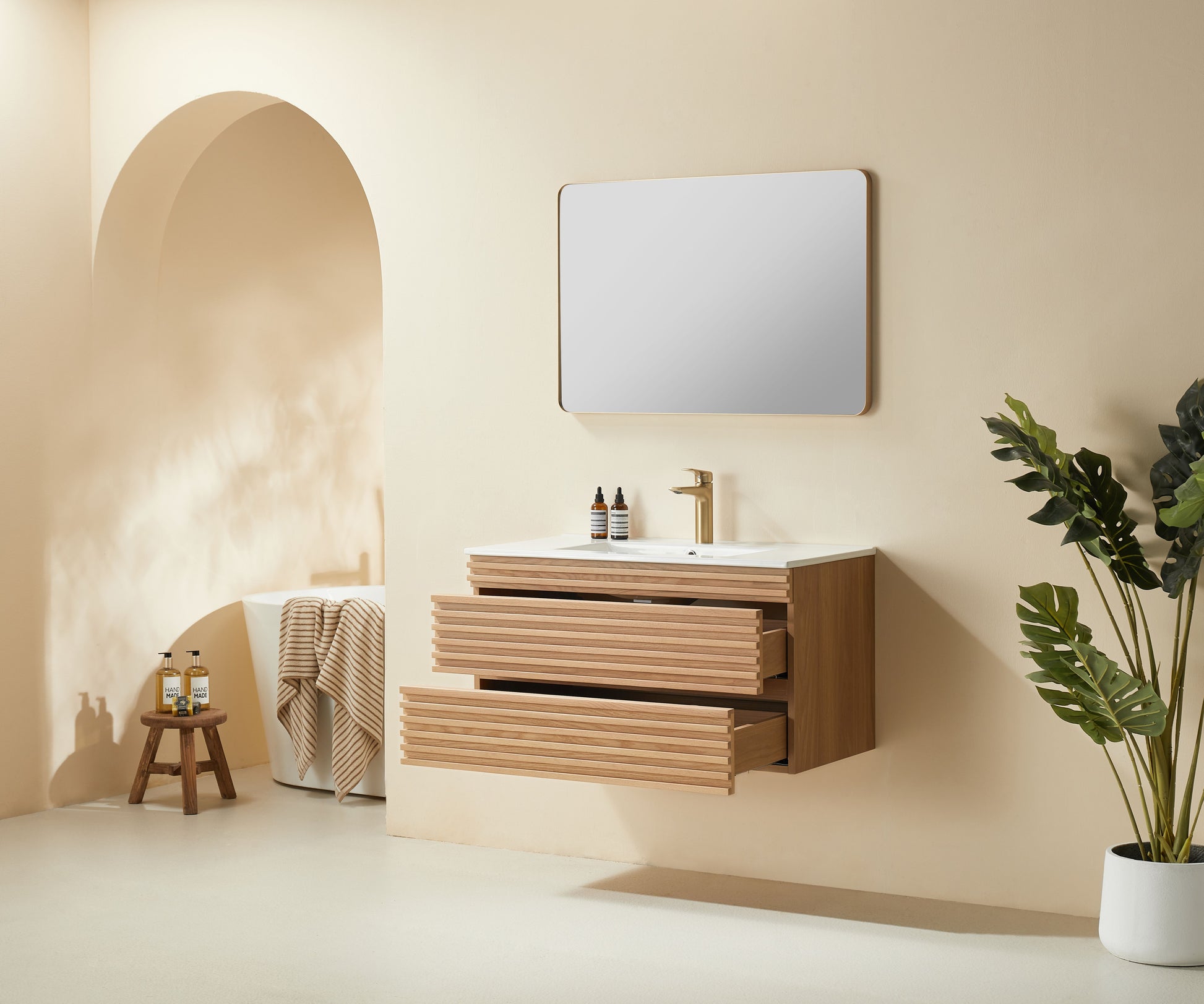 Pre-Assembled 36" Wall Mounted & Floating Single Vanity Cabinet with Ceramic Top (Old SKU W1826P308971) image 2