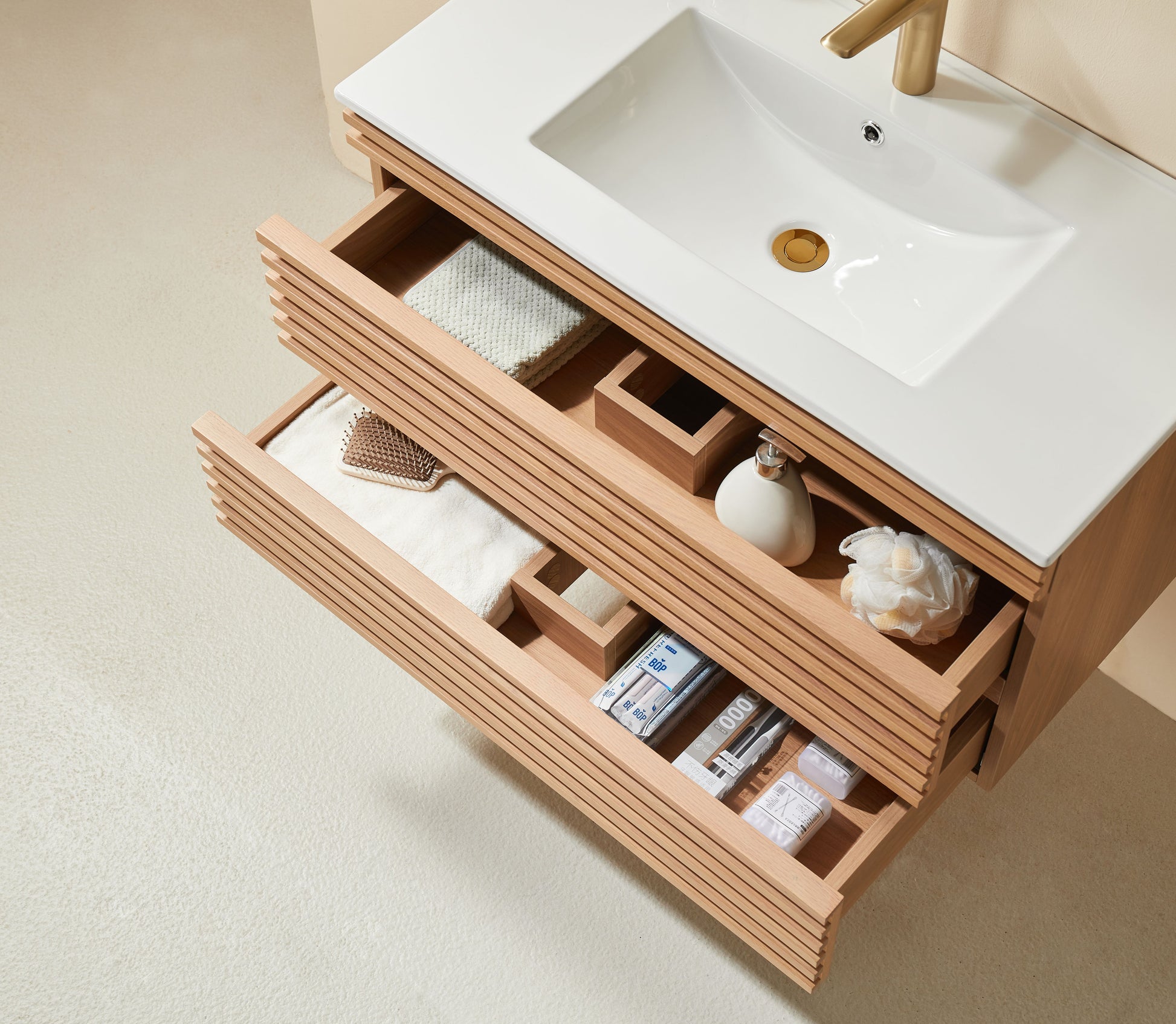 Pre-Assembled 36" Wall Mounted & Floating Single Vanity Cabinet with Ceramic Top (Old SKU W1826P308971) image 3