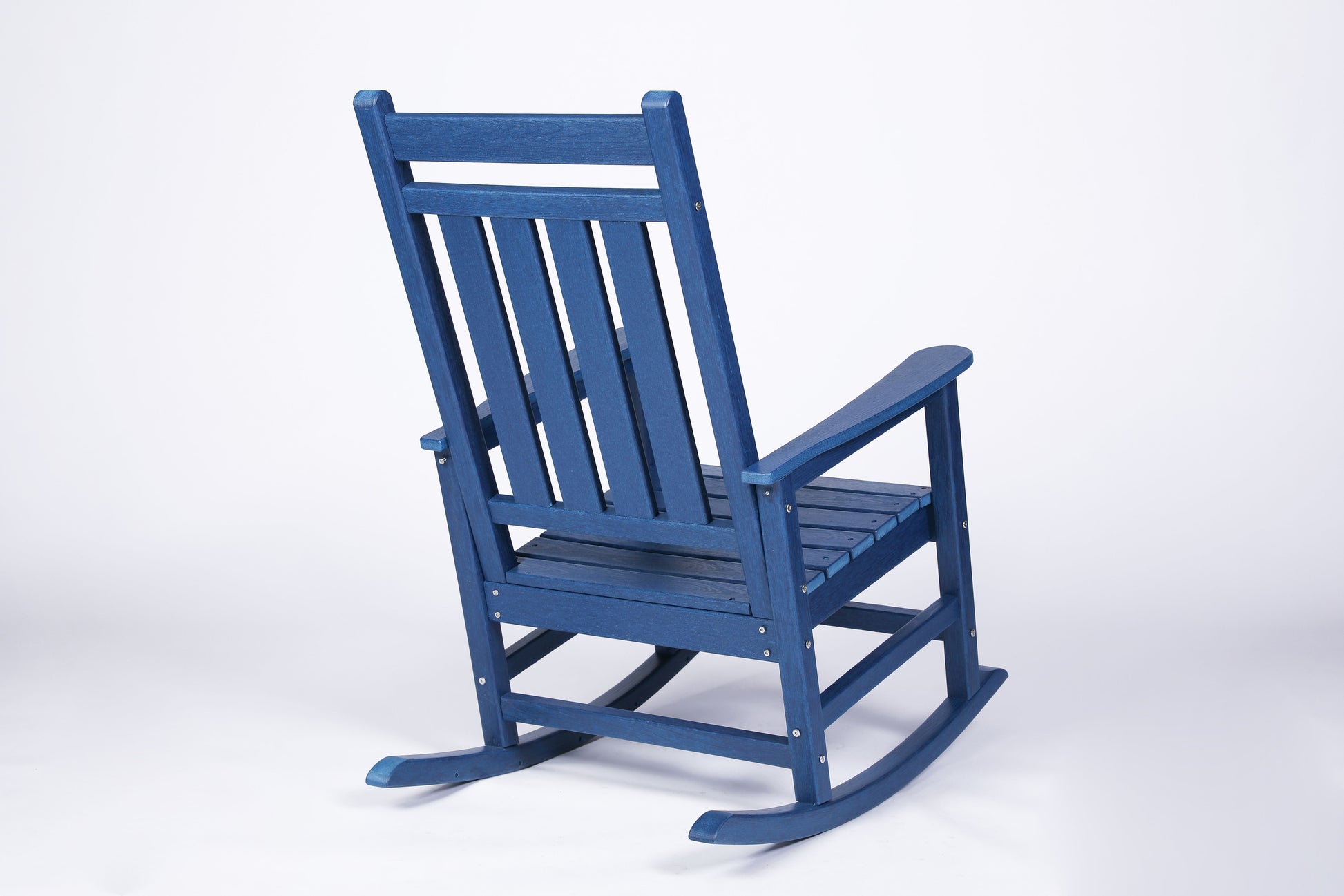All Weather Rocking Chair Set with Side Table, 3-Piece Rocking Chair Set with Wood-Texture, Navy Blue(includes 2 Rocking Chairs and 1 Table) image 6