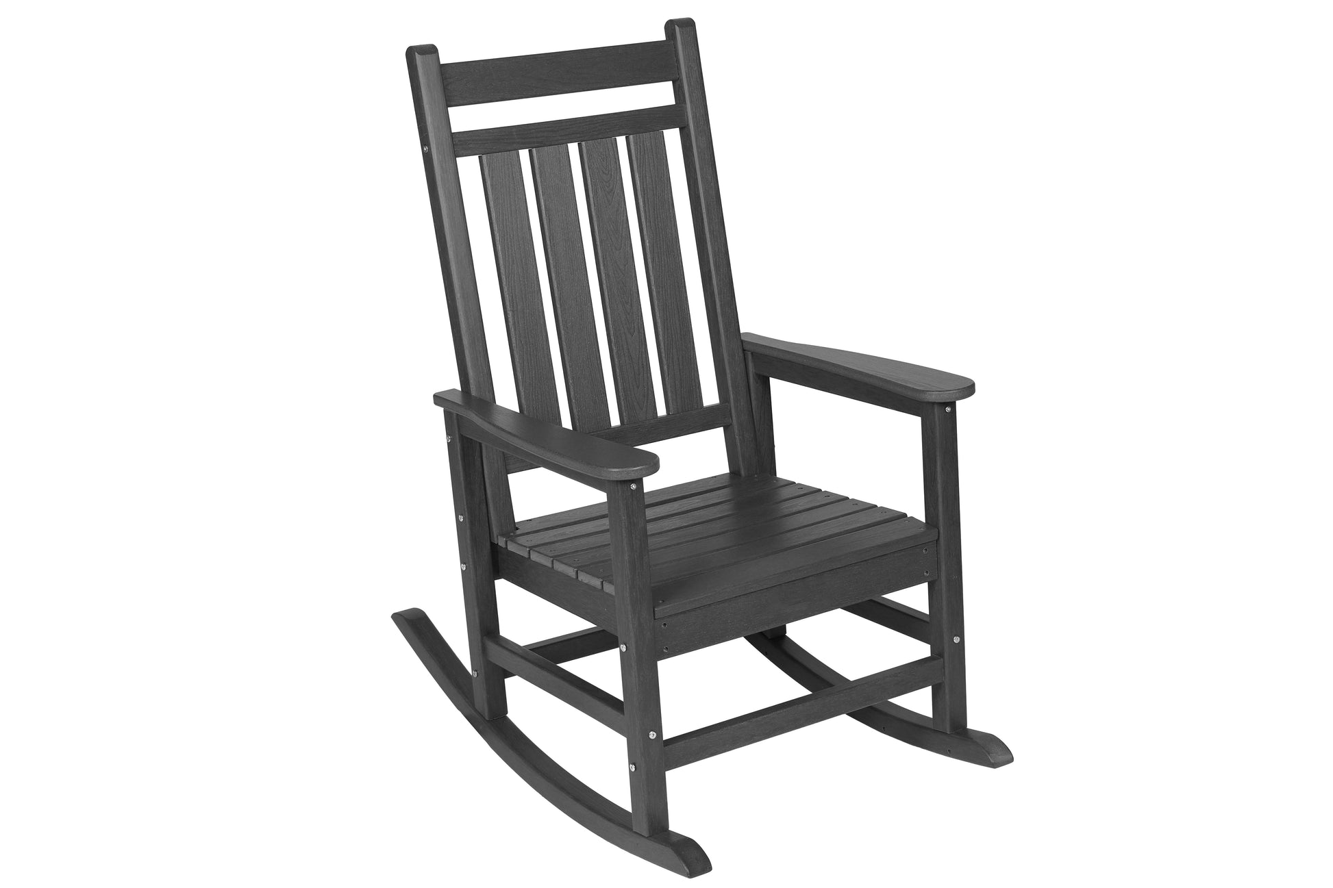 All Weather Rocking Chair Set with Side Table, 3-Piece Rocking Chair Set with Wood-Texture, Grey(includes 2 Rocking Chairs and 1 Table) image 3