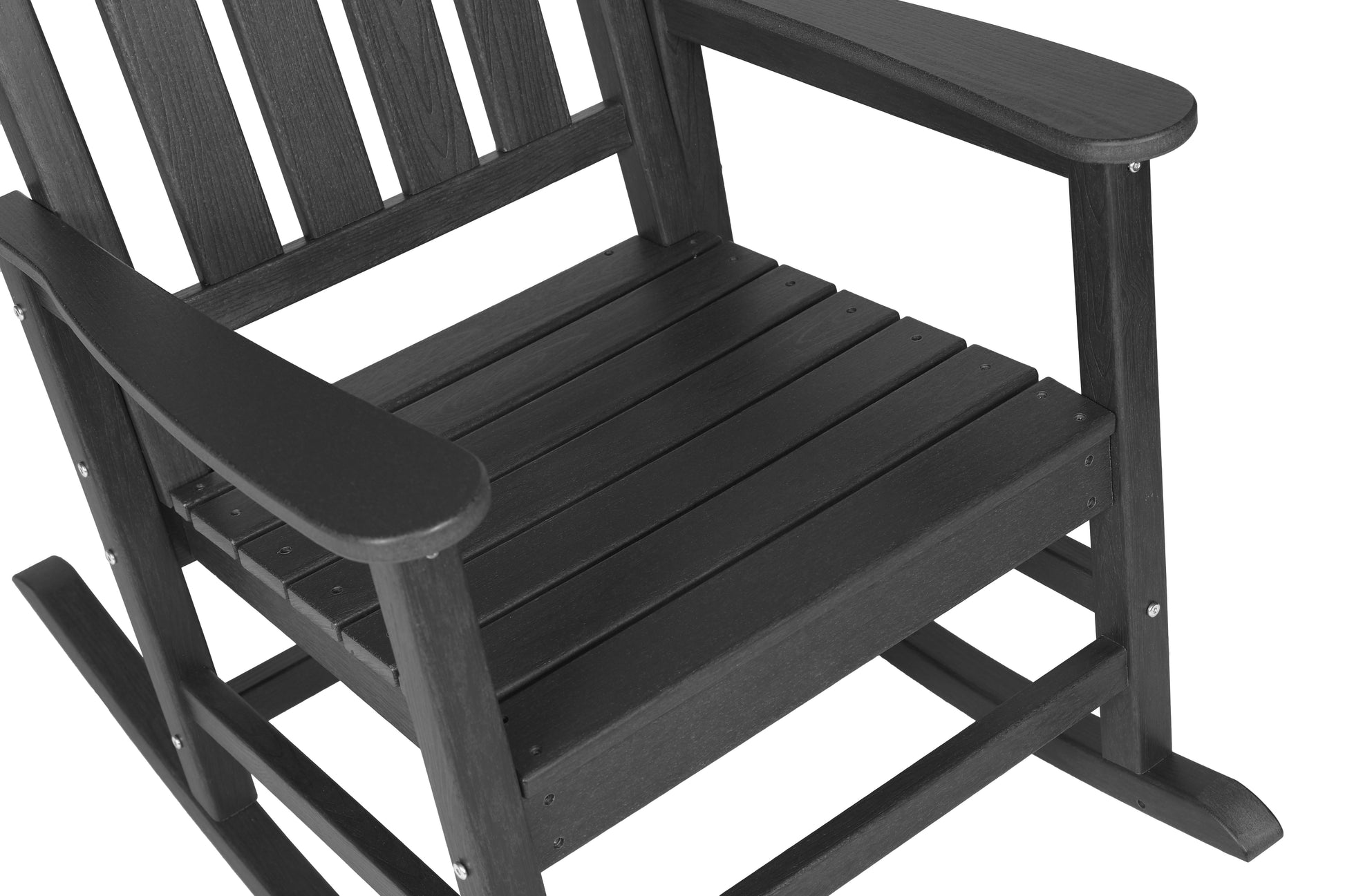 All Weather Rocking Chair Set with Side Table, 3-Piece Rocking Chair Set with Wood-Texture, Grey(includes 2 Rocking Chairs and 1 Table) image 5