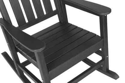 All Weather Rocking Chair Set with Side Table, 3-Piece Rocking Chair Set with Wood-Texture, Grey(includes 2 Rocking Chairs and 1 Table) image 5